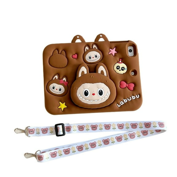 for iPad Air 11 Inch Case M3 2025/M2 2024, Pro 11'' 4th/3rd/2nd/1st, Air 5th/4th Generation Case - Girls Cute Kawaii Girly 3D Design with Stand & Strap Silicone Cover