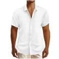thumbnail image 1 of YanHoo Mens Linen Shirts Short Sleeve Button Down Beach Shirts Summer Cotton Linen Button Up Shirts, 1 of 6