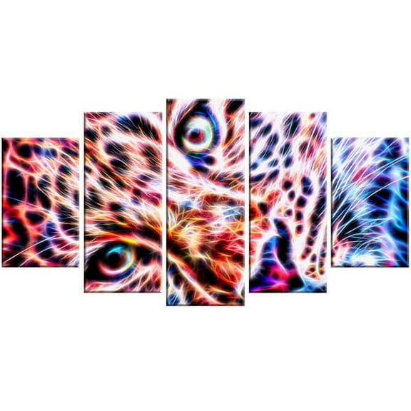 Design Art Cheeta Face Art on Canvas, 5 Panels, 60" x 32"