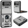 thumbnail image 1 of For Galaxy Z Flip 4 Case with Ring Holder Kickstand, Allytech Silde Camera Lens Protector Flip Hard PC Anti-Scratch Cover for Samsung Z Flip 4 2022, Silver, 1 of 8