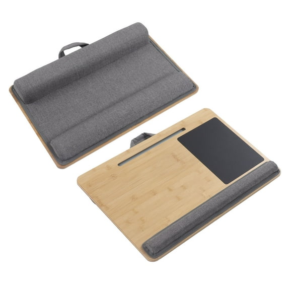 Laptop Desk, Bamboo Bed Sofa Pillow Table Ergonomic Angle Lazy Table Multifunctional With Pad Single Card Slot Storing Items Stand, For Adult Children Outdoor Work Or Travel