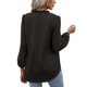 thumbnail image 5 of Top de manga larga para mujer, cuello en V, escote con volantes, patrón de puntos, mangas largas abombadas, Color puro, camisa para mujer para oficina, cita de trabajo, negro M, 5 of 7