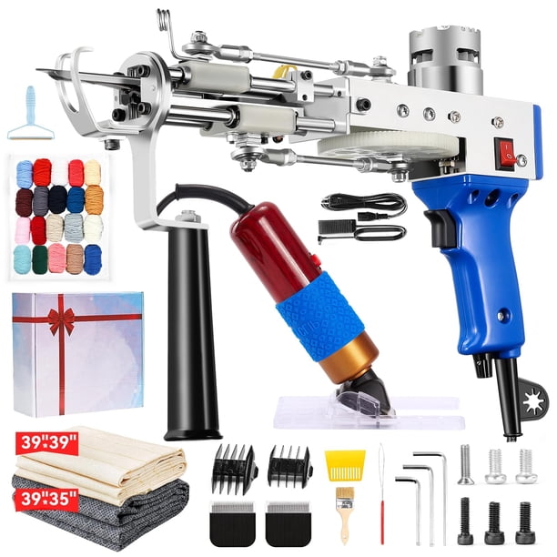 Kit de alfombra Tufting Gun BESGEER con recortadora de alfombras 2 en 1, pelo cortado