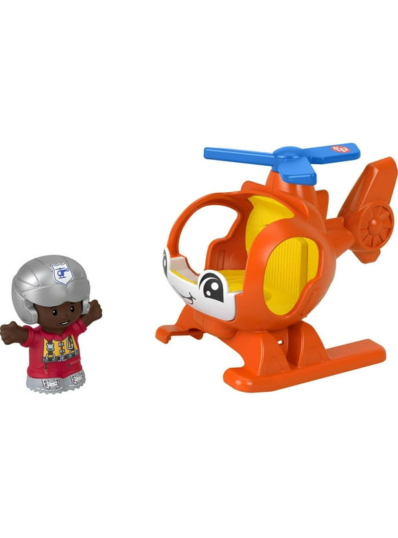 Fisher-Price Little People Helicopter Toy & Pilot Figure Set for Toddlers, 2 Pieces