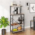 thumbnail image 3 of Alden Design Wooden Baker's Rack Storage Cart with Side Hooks for Kitchen, Gray, 3 of 12