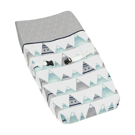 UPC: 0846480055594 | Mountains Grey and Aqua Changing Pad Cover by Sweet Jojo Designs