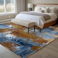 thumbnail image 4 of Area Rug for Living Room, Blue Brown Abstract Non-Slip Indoor Ex Large Carpet for Bedroom/Dining Room, Gradient Vintage Oil Painting Modern Art Washable Low-Profile Floor Runner Rugs - 8 x 10 Ft, 4 of 8