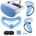 thumbnail image 1 of Silicone Cover Set for Oculus Quest 2, VR Protective Cover Include Front Shell Cover and Controller Grip Cover, Face Cover, Lens Protector Cover, Shakes Stick Caps, 1 of 6