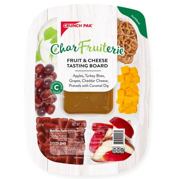 Crunch Pak CharFruiterie Fun and Fresh Sliced Apple Tasting Board Family-Sized Snack Tray, 27oz Tray