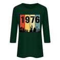 thumbnail image 2 of Uootdi Hauts pour Femmes Manches 3/4 Col Ras du Cou 1976 Imprimé Arc-en-Ciel Rétro Coupe Décontractée T-Shirts Nostalgiques pour Escapade d'Été Cadeau, 2 of 4