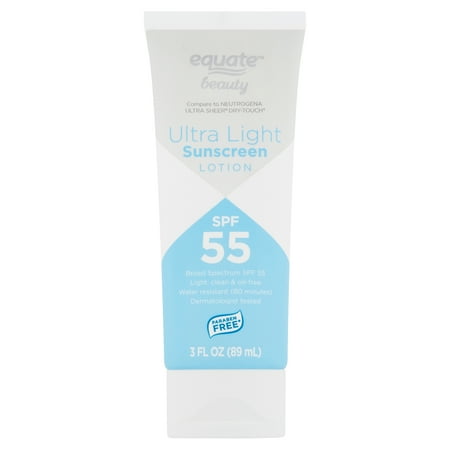 (2 pack) (2 pack) Equate Beauty Ultra Light Broad Spectrum Sunscreen Lotion, SPF 55, 3 fl oz