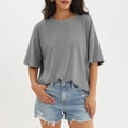 thumbnail image 5 of beishanbush Summer Sales Saving $10 Casual Workout T Shirts Tops Women's Oversized T-Shirt,Half Sleeve Boxy Neck Loose Overcut Shoulders Casual Under $10, 5 of 8