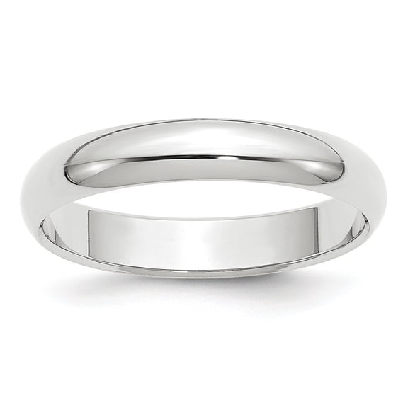 14k White Gold 4mm Half-Round Band Ring - 4.4 Grams - Size 10