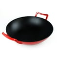 thumbnail image 5 of Bruntmor Red 14"" Enameled Cast Iron Wok/Pot. Nonstick Skillet Pan With Loop Handles, 5 of 9