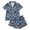 04-Sky Blue, variant on SwiftWear Women's Halloween Pajamas Set Collared Button Down Sleepwear Cute Ghost Spider Print Lounge Shorts Set Soft Homewear 2XL