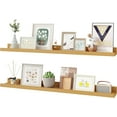 thumbnail image 1 of Floating Shelves Wall Shelves Set of Wood Storage Shelves with Ledge Wall Mounted Floating Shelf for Living Room Kitchen Bedroom Books Photo Frames Decor Walnut, 1 of 8