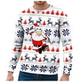 thumbnail image 1 of Chandail à Capuche Sans Capuche pour Hommes Hiver Chaud Col Rond Chandail Imprimé Flocon de Neige Père Noël Décontracté Confortable Doux, 1 of 4