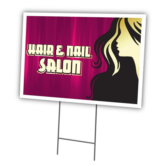 Hair And Nail Salon 18" X 24" Yard Sign & Stake | Advertise Your Business | Stake Included Image On Front Only | Made in The USA