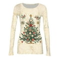 thumbnail image 5 of Christmas Graphic T-Shirt for Women Long Sleeve - Soft Slim Fit Crewneck Top, Cute Holiday Print Casual Tee, 5 of 7