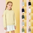 thumbnail image 5 of Mercatoo Kids Girls Cotton Sweatshirts Plain Crew Neck Long Sleeve Pullover Sweater Toddler Cute Thick Warm Lined Tops Clothes, 5 of 6