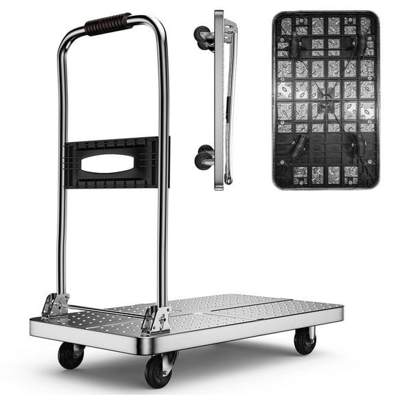 VAETTLO Heavy Duty Folding Platform Truck, 400lb Capacity with Silent Wheels & Steel Frame