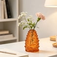 thumbnail image 6 of MYUNNIL Pinecone Shaped Glass Vase, 6" Conical Transparent Embossed Glass Flower Vase, Fall Farmhouse Floral Accessory for Home Mantel Table Office Shelf Decor, Orange, 6 of 7