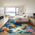 thumbnail image 3 of ODIKA 2'x3' Machine Washable Non-Slip Area Rug, Watercolor Teal High Traffic Rug with Pad, Blue, 1058563, 3 of 8