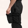 thumbnail image 4 of XUNKUSGA Pantalon de Randonnée Homme Couleur Unie Coupe-Vent Coquille Souple Extérieur Pantalon Homme Léger Résistant à l'Eau Pantalon Cargo en Ripstop Confortable à Enfiler Pantalon de Travail Noir, 4 of 9