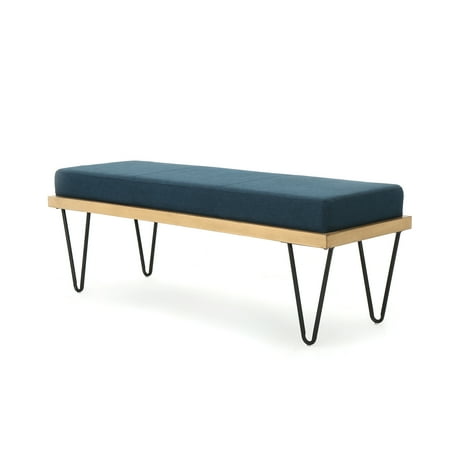 Elaina Industrial Modern Fabric Bench, Navy Blue - Walmart.com