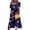 Purple, variant on Women's Round Neck Halloween Patchwork Print Dress with Pockets Short Sleeve Loose Midi Dress Casual Fall Outfit for Daily Wear Black L