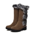 thumbnail image 4 of Mepaouo Mid Calf Snow Boots for Women Knee High Fleece Lined Warm Bowknot Dress Winter Boots(Brown,8.5), 4 of 5