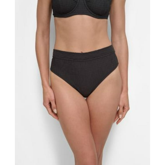 DKNY Womens High Waist Bikini Bott Black L