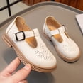 thumbnail image 7 of GiLiling Girls Mary Jane Dress Shoes, Perforated PU Leather T-Strap Flats with Adjustable Buckle, Non-Slip Rubber Sole Casual School Party Footwear (White, 3.5-4 Years), 7 of 7