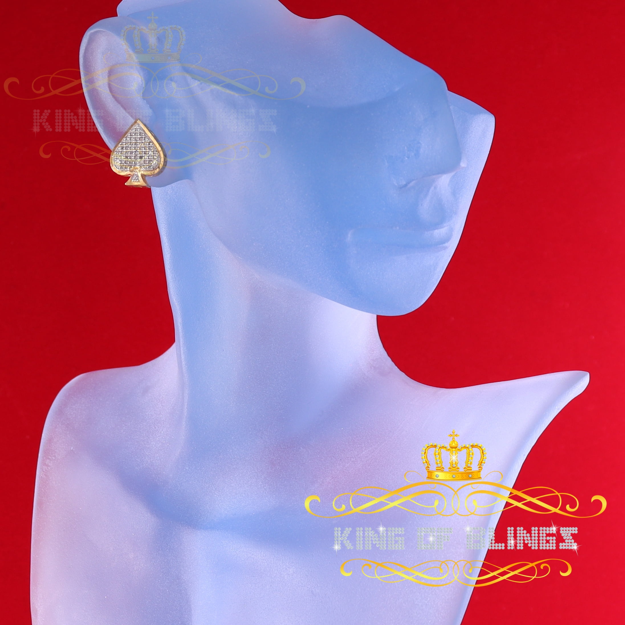 King of Bling's 925 Sterling Silver Yellow 0.25ct Diamond For Women's / Men's Stud Heart Earring
