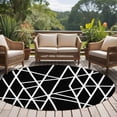 thumbnail image 4 of Black Geometric Round Area Rug 5Ft Washable Circle Rugs for Living Room Bedroom, Abstract Stripes Modern Simple Non-Slip Carpet Floor Mats Indoor Outdoor Carpet Runner Aesthetic Home Decor, 4 of 8
