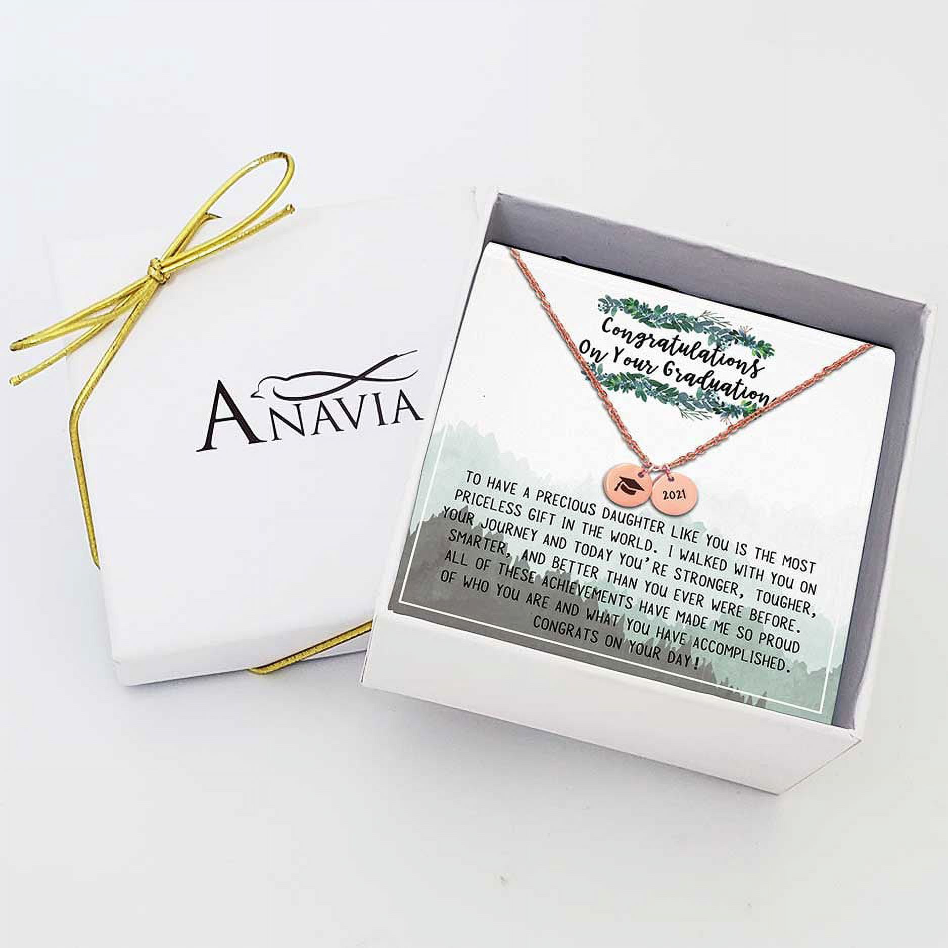 Anavia College Graduation Gift for Best Friend - 2021 Graduation Gifts for Friend - Congratulations On Your Graduation - Stainless Steel Bachelor Cap Necklace Jewelry Gift
