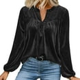 thumbnail image 6 of Womens Velvet Tops Long Sleeve Button Down Shirts Retro Casual Flowy Blouses Fall Elegant Dressy Shirt Holiday Outfits, 6 of 6