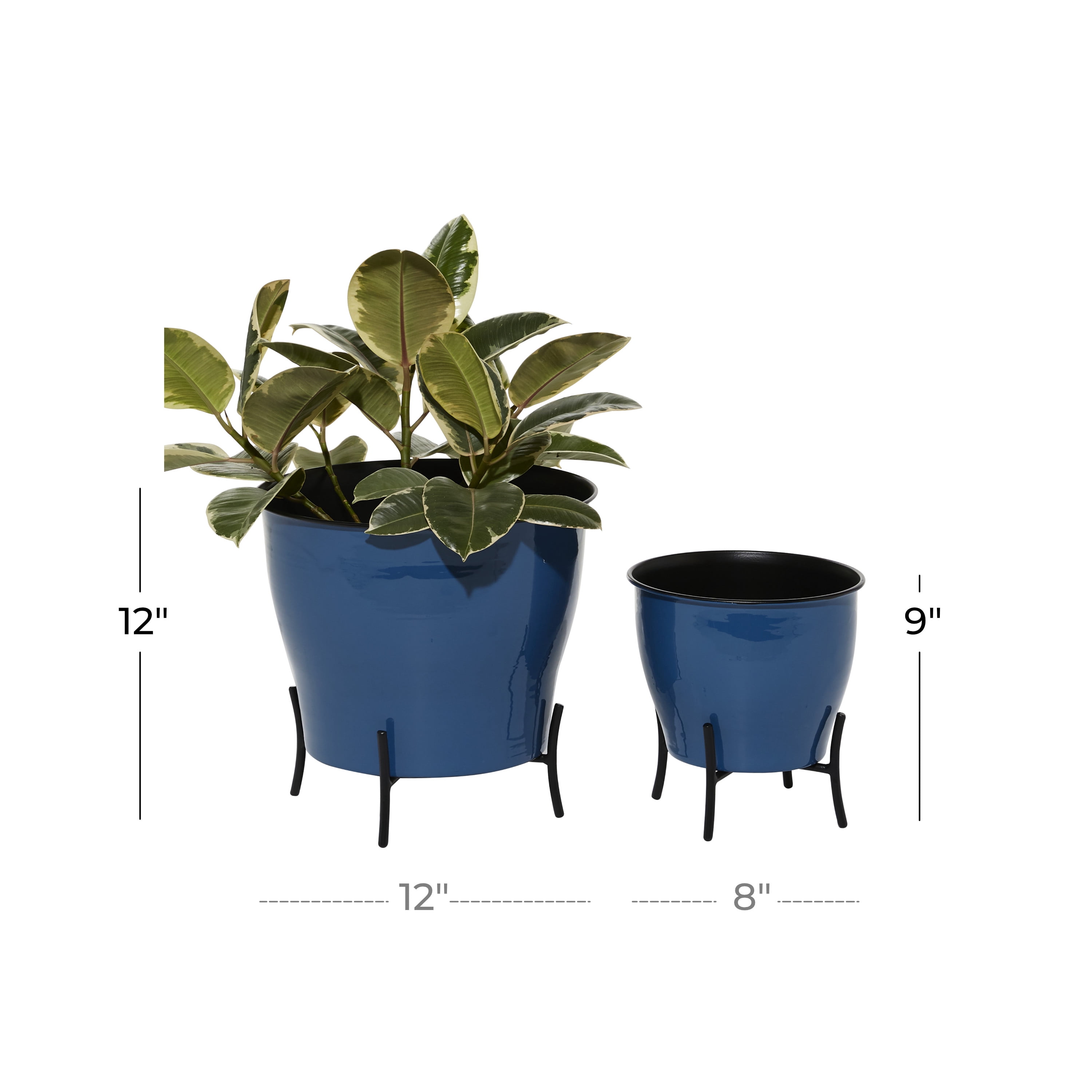 DecMode 9", 12"H Blue Metal Planter (2 Count)