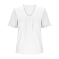 thumbnail image 4 of Wlynlyn Plus Size Tops for Women Dressy Casual Blouses Ruffle Short Sleeve V Neck Tunic Tops(X-Large,White), 4 of 6