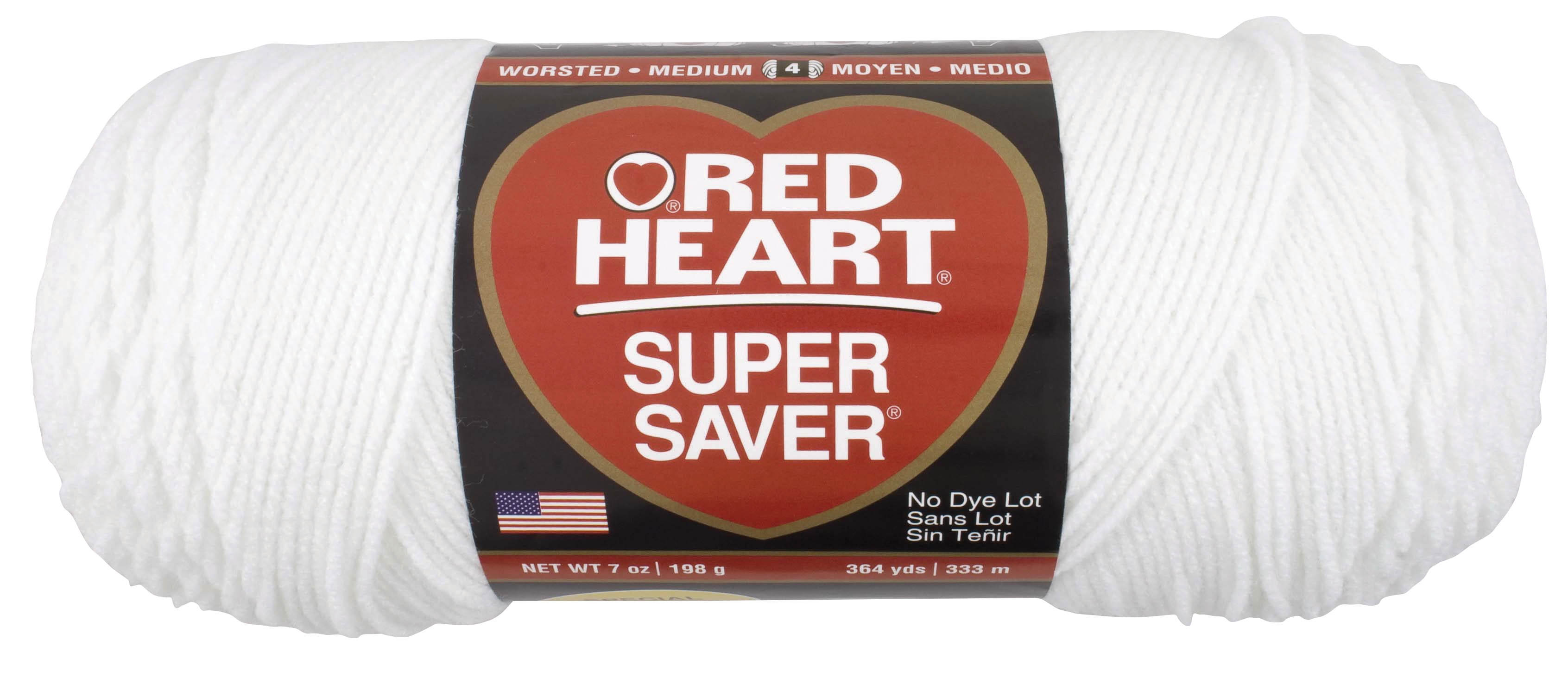 Red Heart Super Saver Medium Acrylic White Yarn, 364 yd