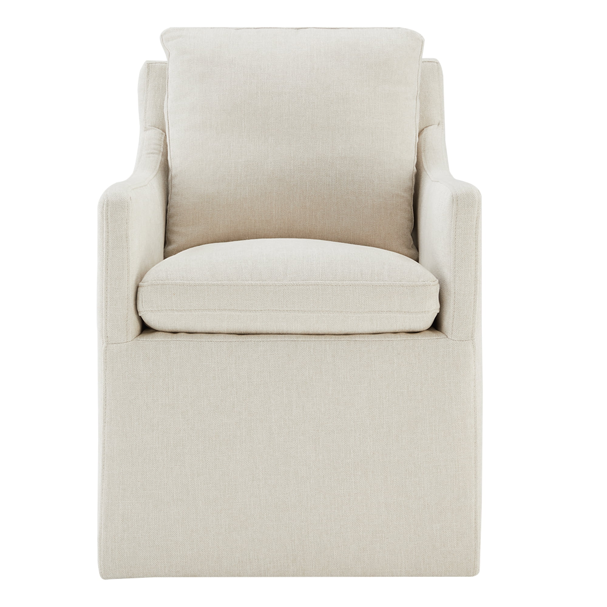 CHITA Dining Arm Chair with Caster Wheels for Kitchen Fabric Upholstered Dining Room Chair, Linen