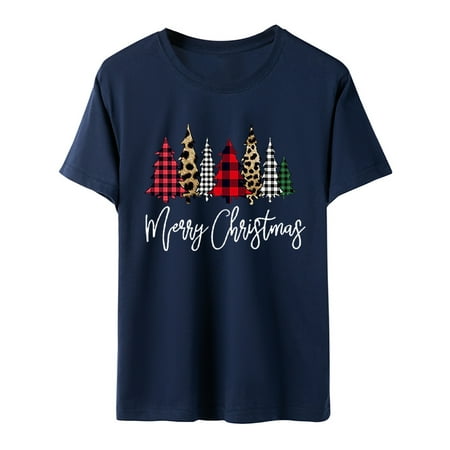 

Womens Tops Corset Tops for Women Trendy Women Leisure Christmas Printed Pullover Short Sleeve T-Shirt Tops Blouse White Long Sleeve Shirts for Women Valentine Shirts for Women Blue 2XL