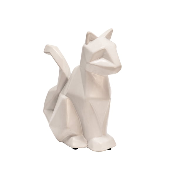 Sagebrook Home Ceramic 10" Modern Cat Figurine, White