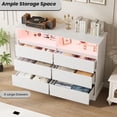 thumbnail image 4 of 6 Drawer Dresser with LED Lights and Charging Station, Wide Chest of 6 Drawers with Open Space, Modern Large Capacity Storage Cabinet, Living Room, Hallway, 4 of 7