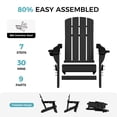 thumbnail image 5 of Adirondack Chair Set of 6, Outdoor Folding All-Weather HDPE Adirondack Chairs with 2 Cup Holders for Patio, Black, 5 of 8