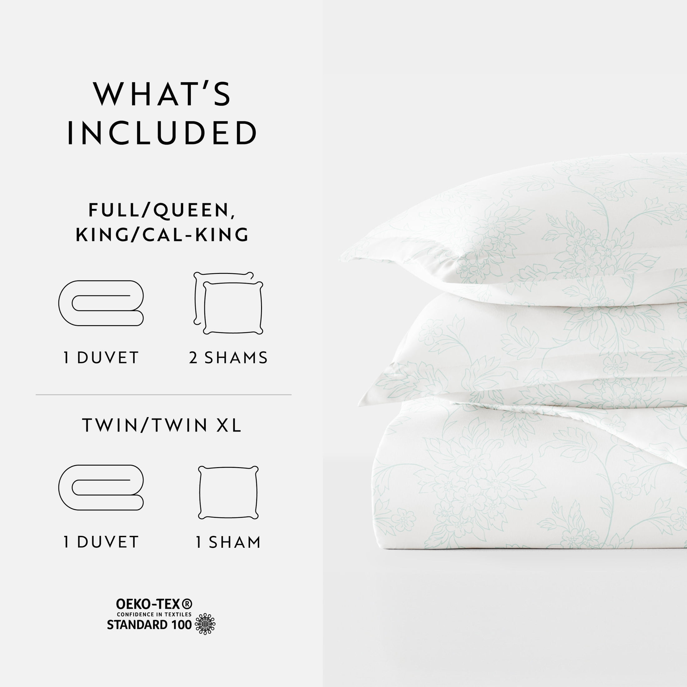 Noble Linens Aqua Vine Pattern 3-Piece Duvet Cover Set, King/Calking