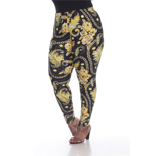 Leggings Imprimés Grande Taille, Noir & Or