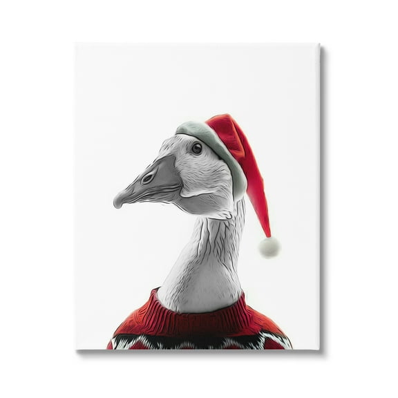 Stupell Industries Duck in Santa Hat Holiday Painting Gallery Wrapped Canvas Art Print Wall Art, 24 x 30