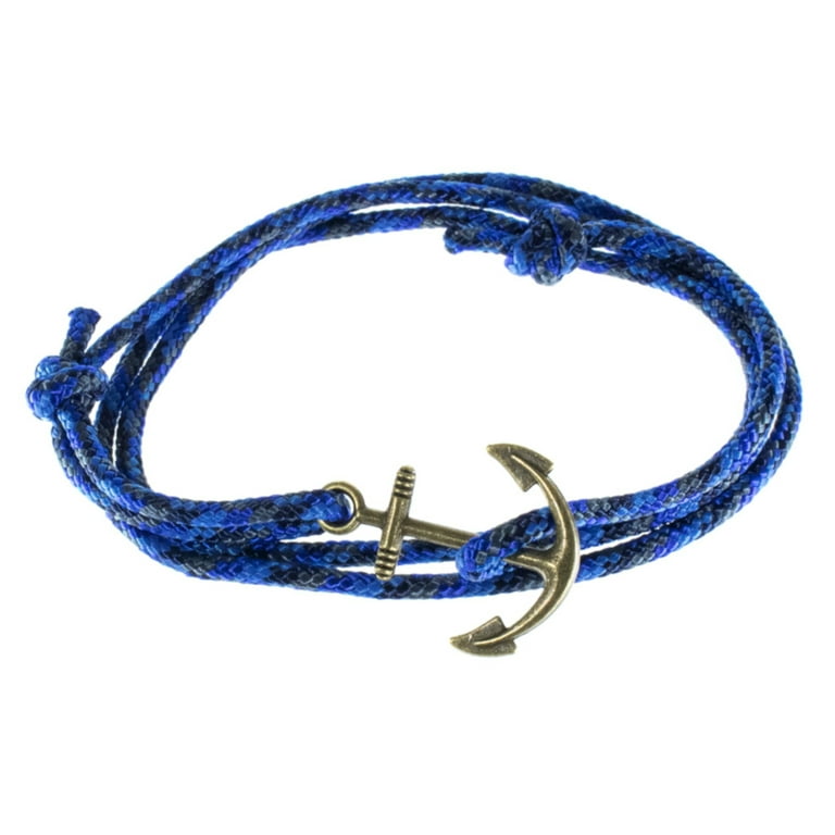 Men's Adjustable Nautical Anchor and Fish Hook Wrap Cuff Bracelets