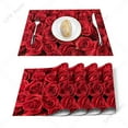 thumbnail image 2 of 4/6pcs Red Rose Flower Bouquet Plant Kitchen Placemat Set Coaster Dining Table Mats Cotton Linen Pad Bowl Cup Mat Home r, 2 of 7